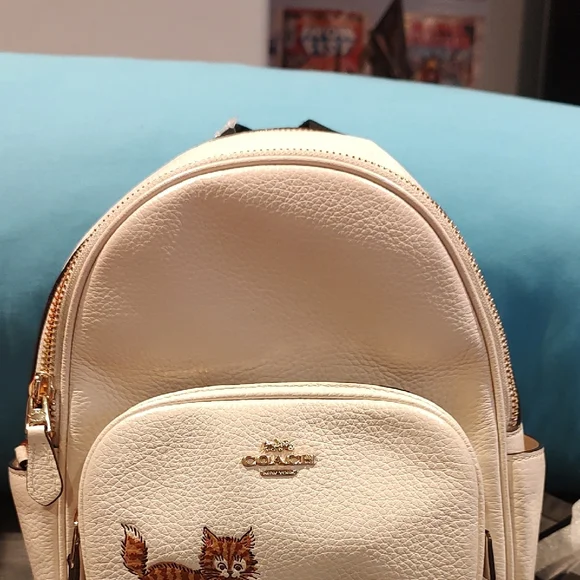 Coach | Bags | Coach Cream Backpack With Cat Silhouettes  display picture 1